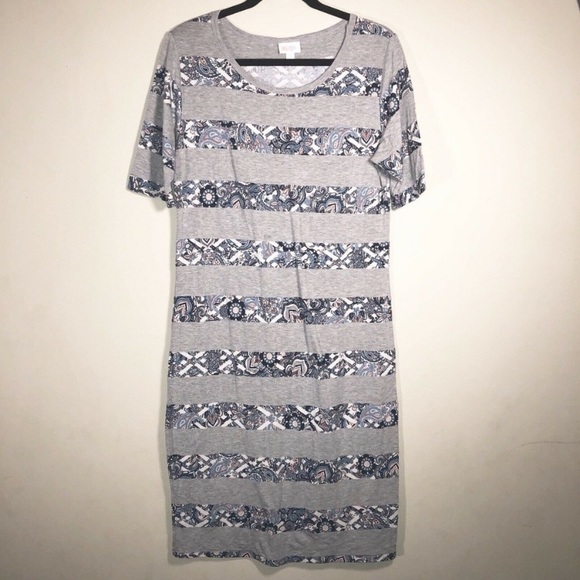 LuLaRoe Dresses & Skirts - LuLaRoe Gray Paisley Striped Julia Maxi Dress
